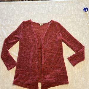 Energy Brick red with black spec long sleeve cardigan sweater. Size Small